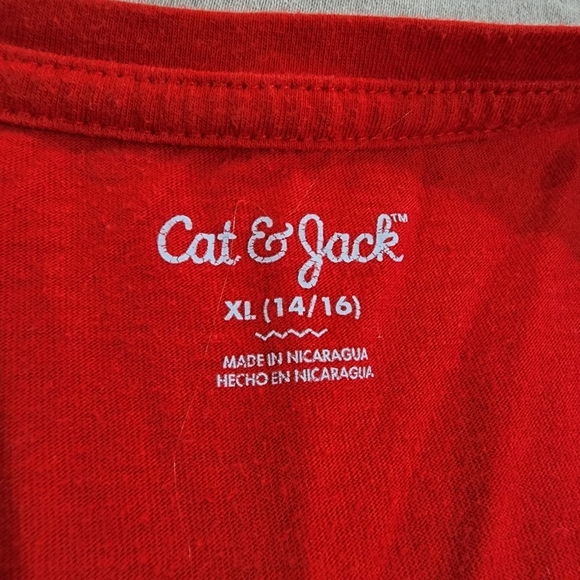 Cat and Jack red long sleeve Christmas shirt Size XL 14/16 - Picture 7 of 8